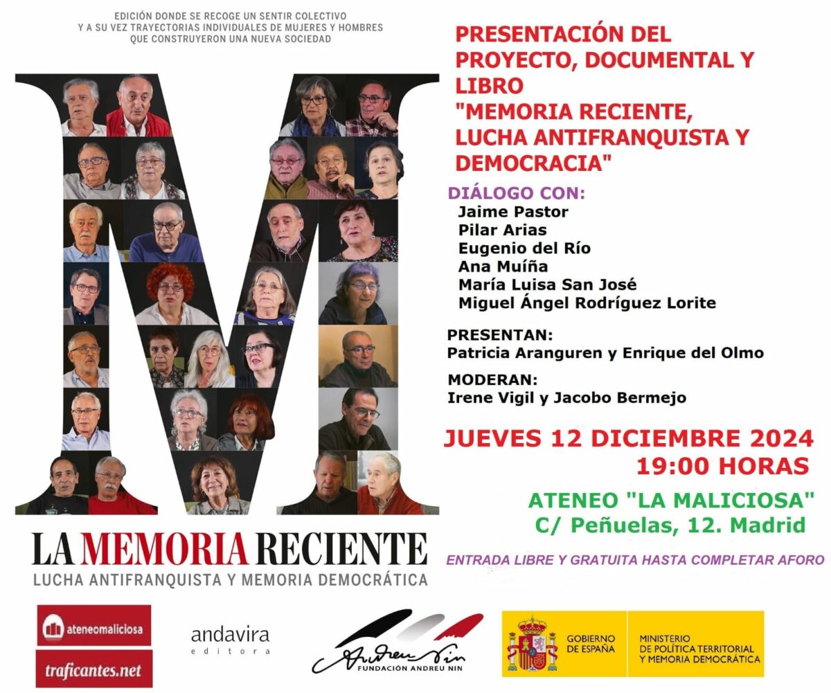 Memoria reciente. Lucha antifranquista y democracia (Madrid, 12 de diciembre de 2024)